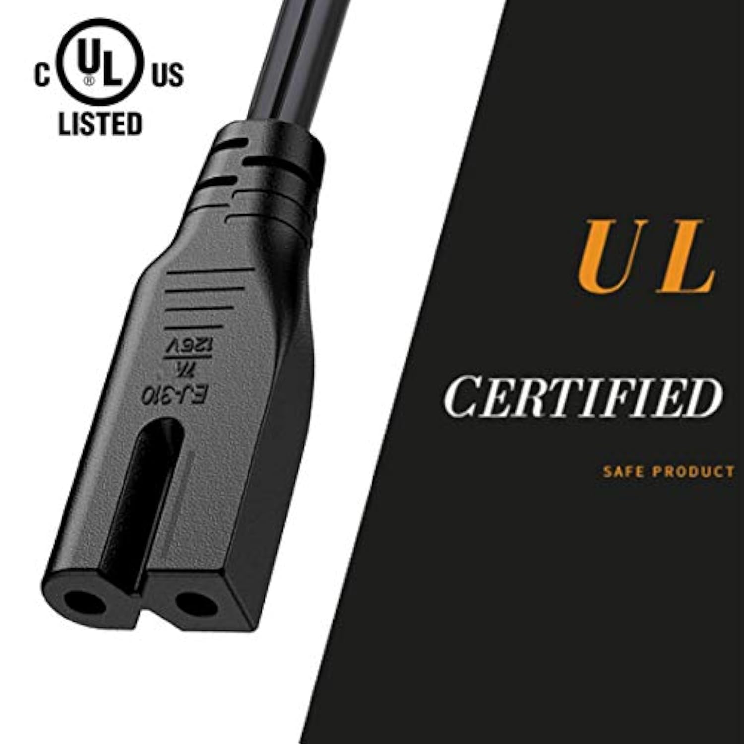 6Ft Extra Long 2 Prong Polarized Power Cord For Vizio-Led-Tv Smart-Hdtv E-M-Series Sound Bar 2 Slot Adapter-Ac-Wall-Cable:Iec-60320 Iec320 C7 To Nema 1-15P For Sharp Philips Led Tv Ps1 Ps2