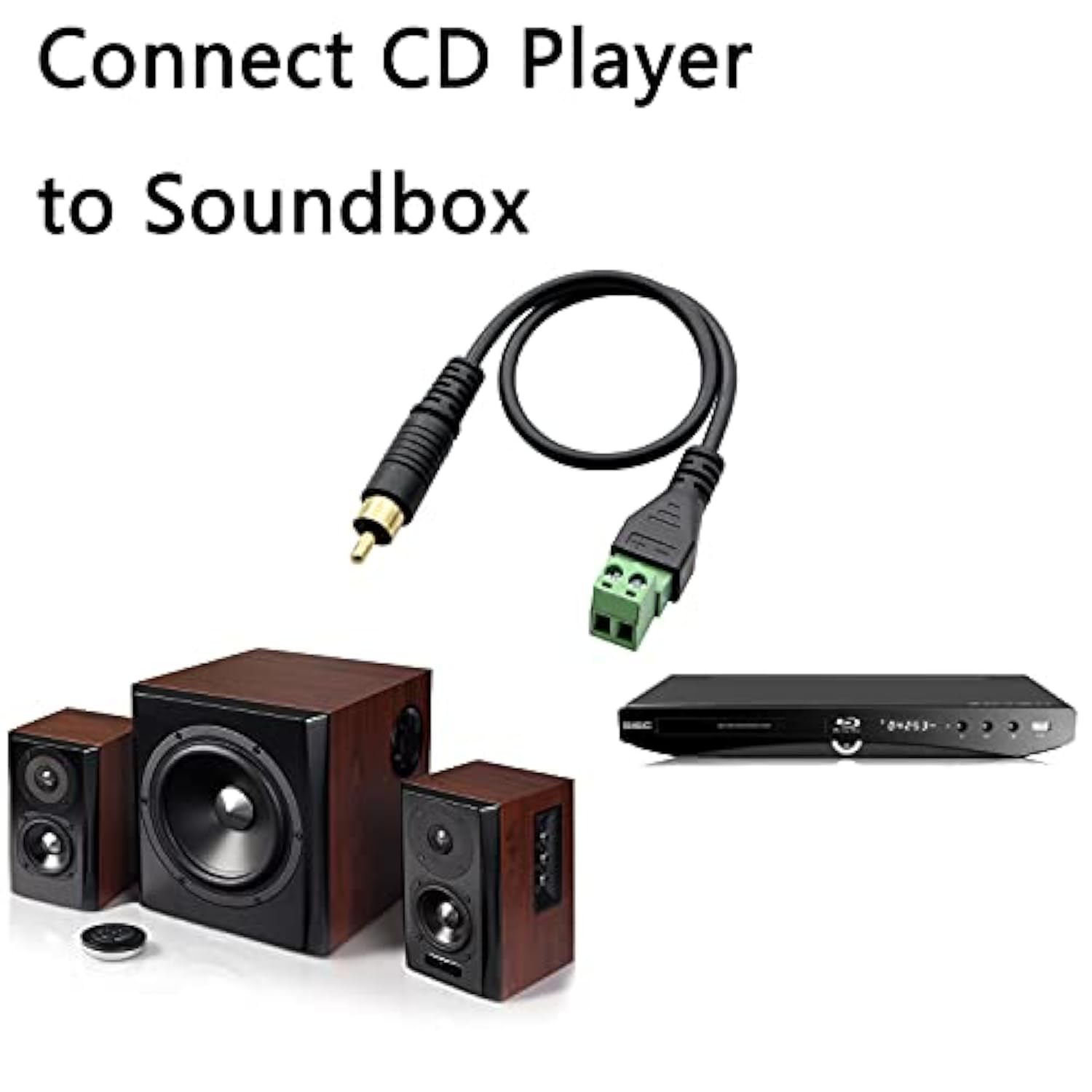 1Ft Rca Male Plug To Av Screw Terminal Cable, Free-Soldering,Phono Rca Cable A