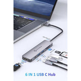 Usb C Hub, 4K@60Hz Usb C To Hdmi Adapter For Macbook Pro, 6 In 1 Usb C Dongle