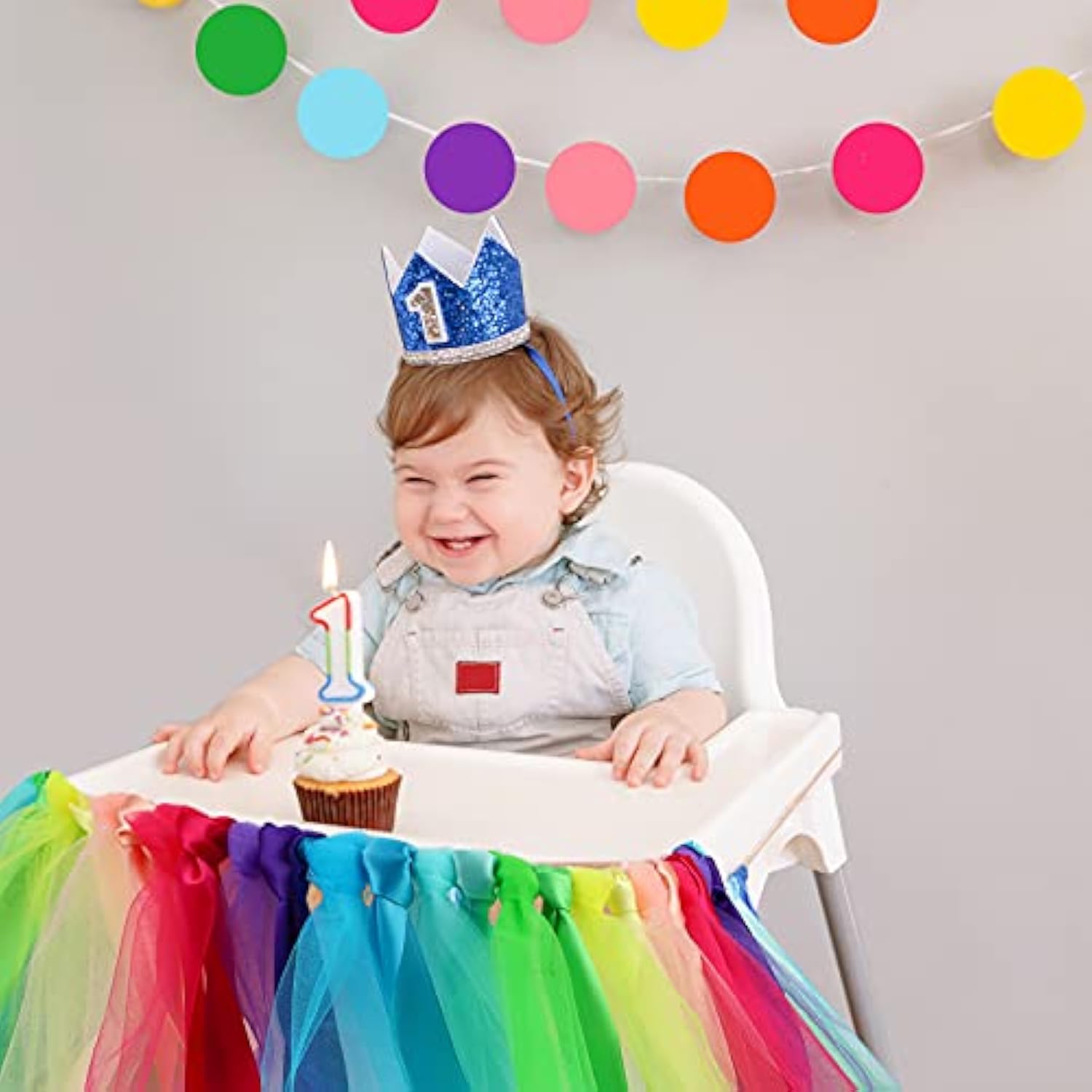 Rainbow High Chair Banner Highchair Tutu Skirt High Chair Decoration W