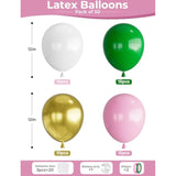 Pink And Green Balloons, 50 Pcs 12 Inch Pastel Pink And Green Balloons, White And Metallic Gold Latex Balloon For Witch Birthday Party Wedding Baby Shower Pajama Party Decor