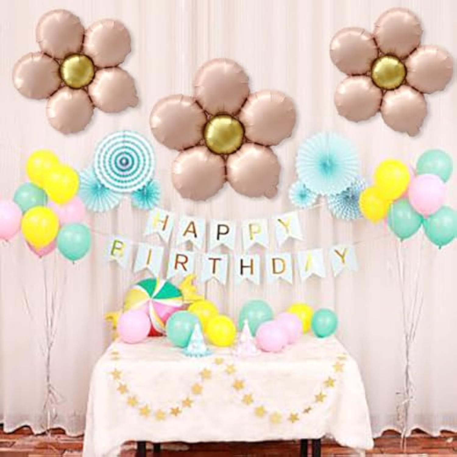 Daisy Balloons Pink Flower Balloons Kit Groovy Party Decorations For Birthday Wedding Anniversary Retro Hippie Groovy Boho Daisy Theme Party Decor Supplies 3Pcs