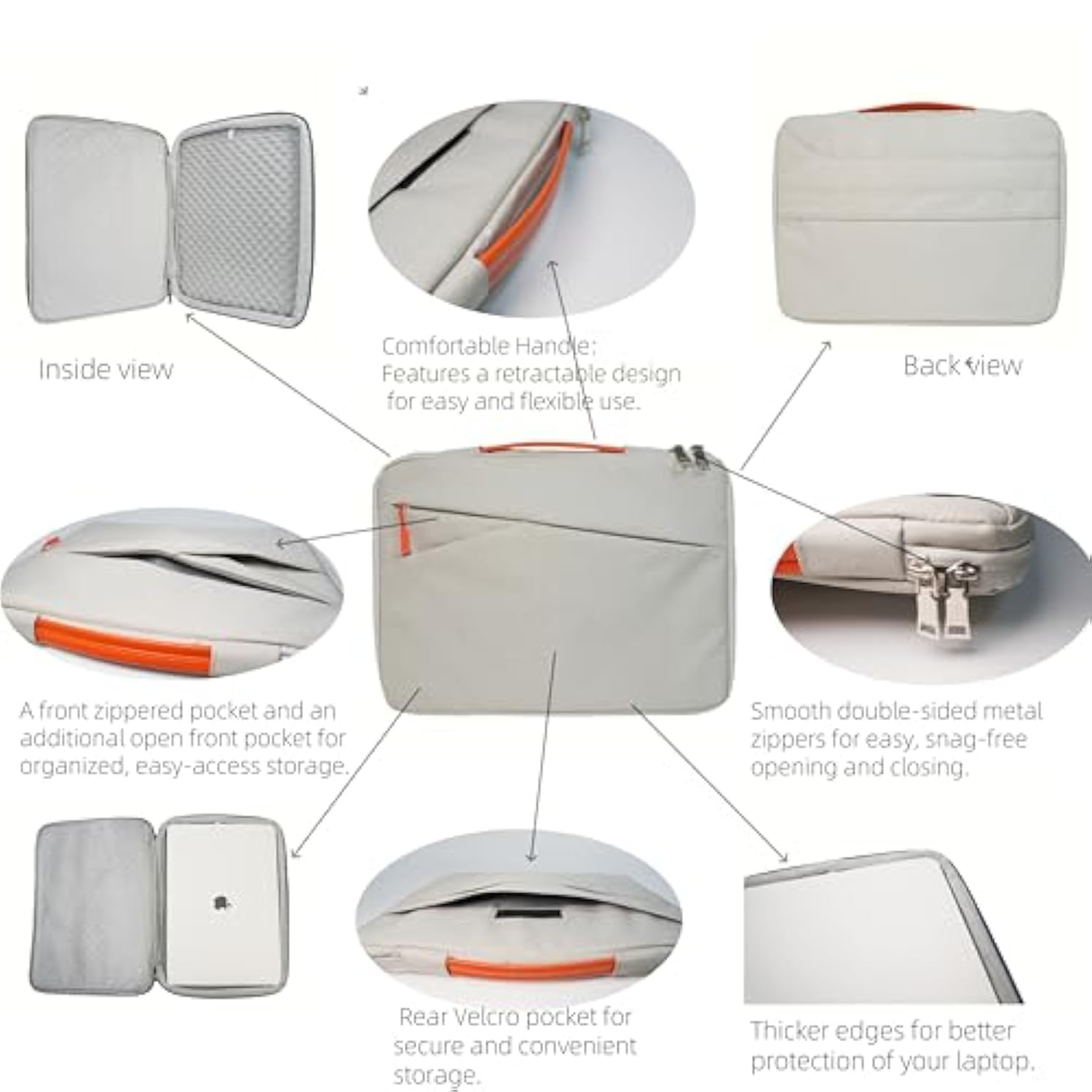 Laptop Bag 15-15.4 Inch – Water-Resistant Protective Computer Sleeve Laptop Case With Soft Padding – Notebook Bag For Work, School, Travel – Gray