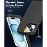 Heavy Duty Tough Rugged Protection Case for iPhone 15 Plus - Black
