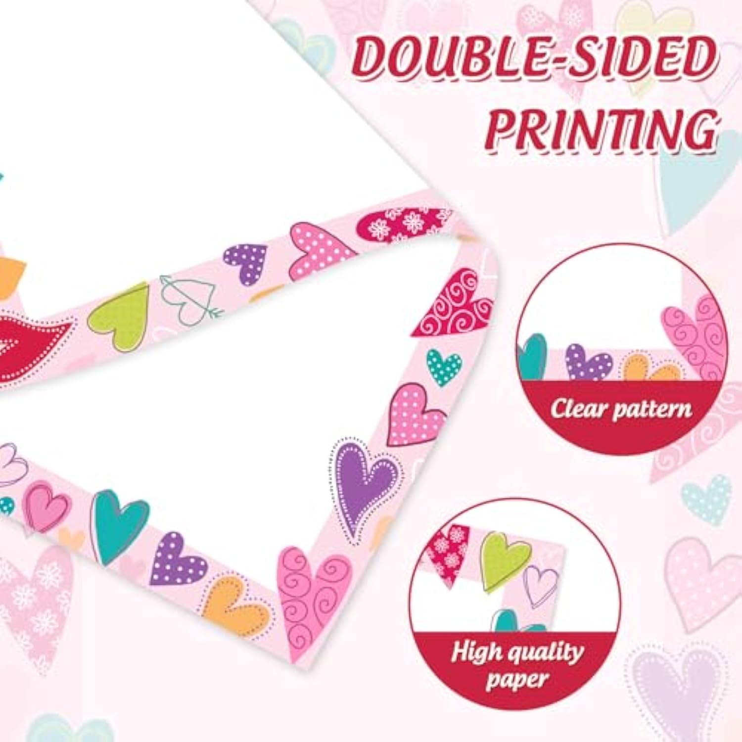 60Pcs Valentine Stationery Paper Love Heart Border Letterhead Decor Letter Writing Paper For Notes Greeting Cards Wedding Anniversary Invitation Office School Printing, 8.5 X 11 Inch