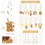 24Pcs Bear Baby Shower Hanging Swirls Decorations We Can Bearly Wait Baby Shower Ceiling Decorations Cream Brown Gender Neutral