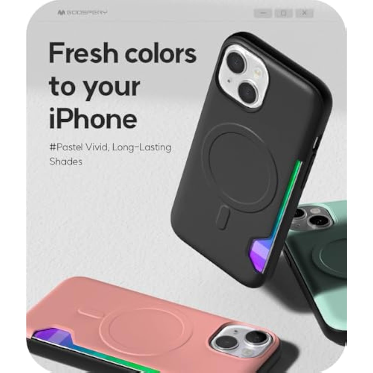 GOOSPERY Mag Bumper Compatible with iPhone 15 Case, Compatible with Magsafe, Card Holder Wallet Protective Dual Layer Sturdy Phone Back Cover - Black