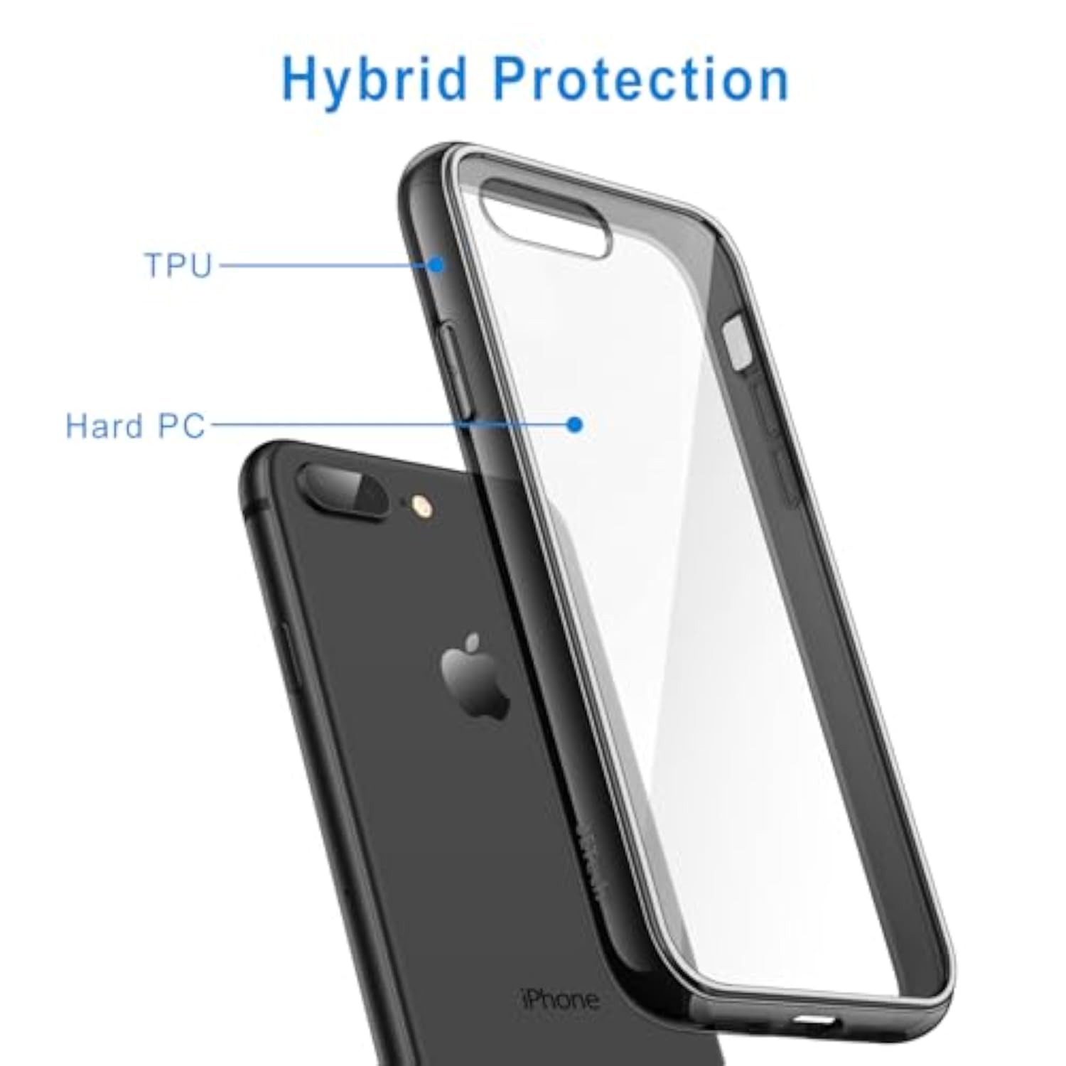 JETech Black Case for iPhone 8 Plus and 7 Plus, Anti-Yellowing Shock Absorbing Bumper