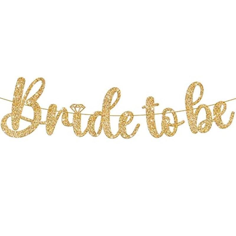 , Gold Glitter Bride To Be Banner - 10 Feet, No Diy | Gold Bride To Be Sign For Bachelorette Party Decorations | Bridal Shower Banner For Bridal Shower Decorations | Bride To Be Decorations