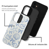 Case Compatible with iPhone 12,Fit Shockproof Cover for Women Girls,Blue Seashell Bow