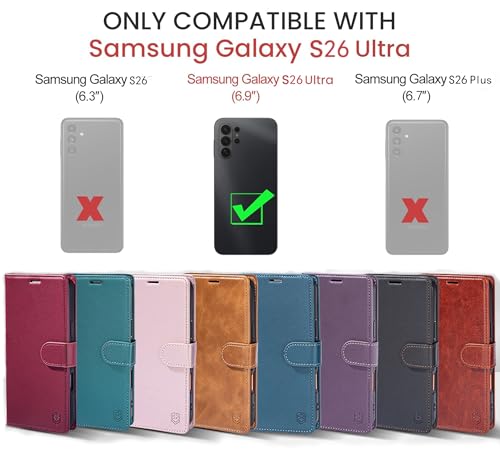 Wallet Case for  Galaxy S26 Ultra 6.9", RFID Blocking Credit Card Holder, PU Leather Folio Flip Kickstand Protective Shockproof Cover for