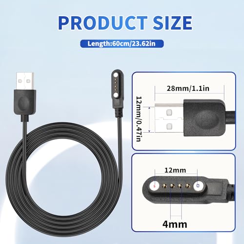 Smart Watch Charger Cable, Universal Magnetic SmartWatch Accessories Charger Cable 4 Pin Cord, Charger Contact pin spacing 7.62 mm for Smart Watch,