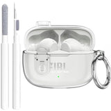 Compatible With Jbl Vibe 200Tws/Jbl Vibe Beam/Beam 2 Case Cover Clear Lock Clip With Cleaner Kit, Transparent Tpu Protective Cover Men Women With Carabiner For Jbl Vibe Beam 2 Charging Case - Clear