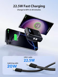 Portable Charger 10000mAh Power Bank Fast Charging, 22.5W USB C Battery Pack with Built-in Cables, Small Portable Charger Travel Essentials Power