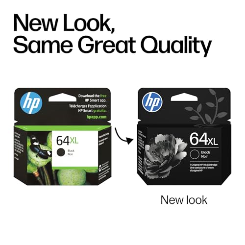 64Xl Black High-Yield Ink Cartridge | Works With Envy Inspire 7250E, 7950E; Envy Photo 6200, 7100, 7200, 7800, 7900; Tango Series | Eligible For Instant Ink | N9J92An