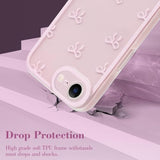 Cute Bow Phone Case For Iphone 16E 6.1", Clear Aesthetic Ribbon Bowknot Pattern Print Design Case Transparent Soft Slim Camera Protective Funda Shockproof Tpu Cover For Women Girls - Pink