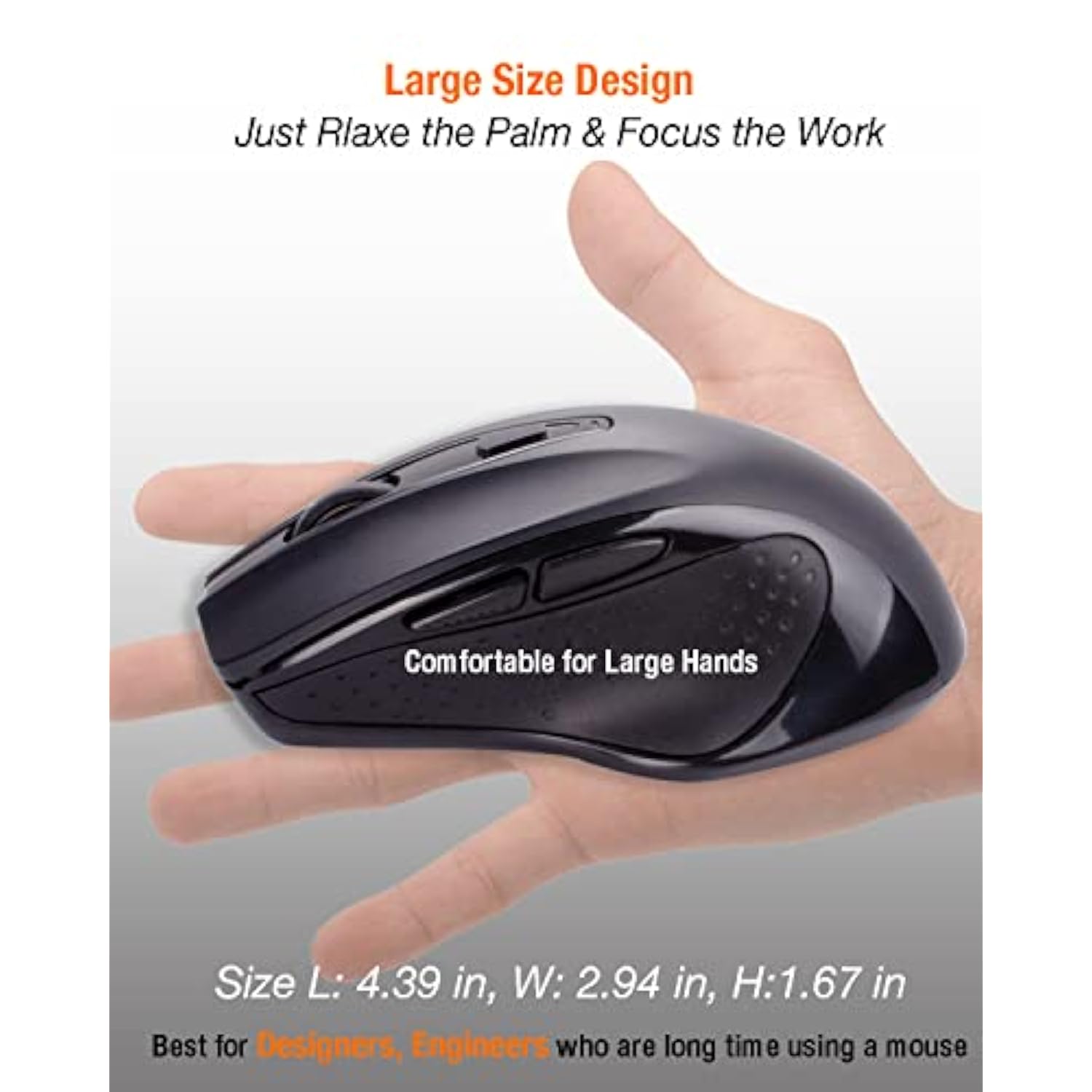 Usb-C Wired, Large Size, Ergonomic, Gaming And Office Mouse With 6 Buttons, 4 Level Dpi, Page Down/Up Buttons For Macbook Pro, Ipad Pro & Laptops, Computer (Black)