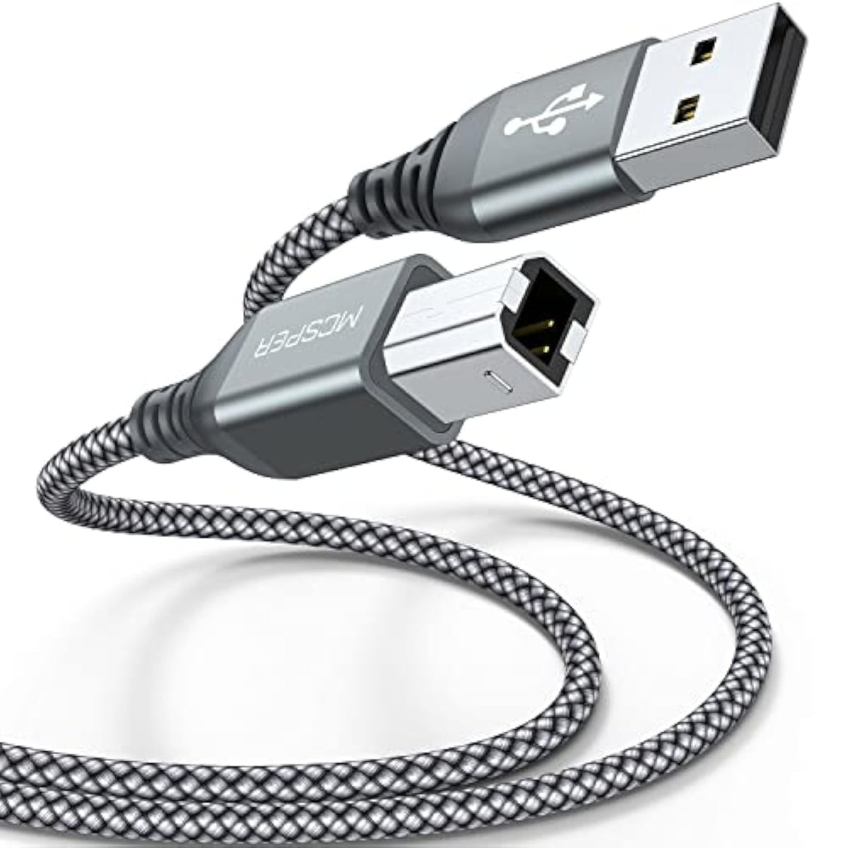 2 Pack Usb Printer Cable - 5Ft Usb A To B Cable - Compatible With Hp, Canon, Brother, Samsung, Dell, Epson, Lexmark, Xerox, And More (Grey)