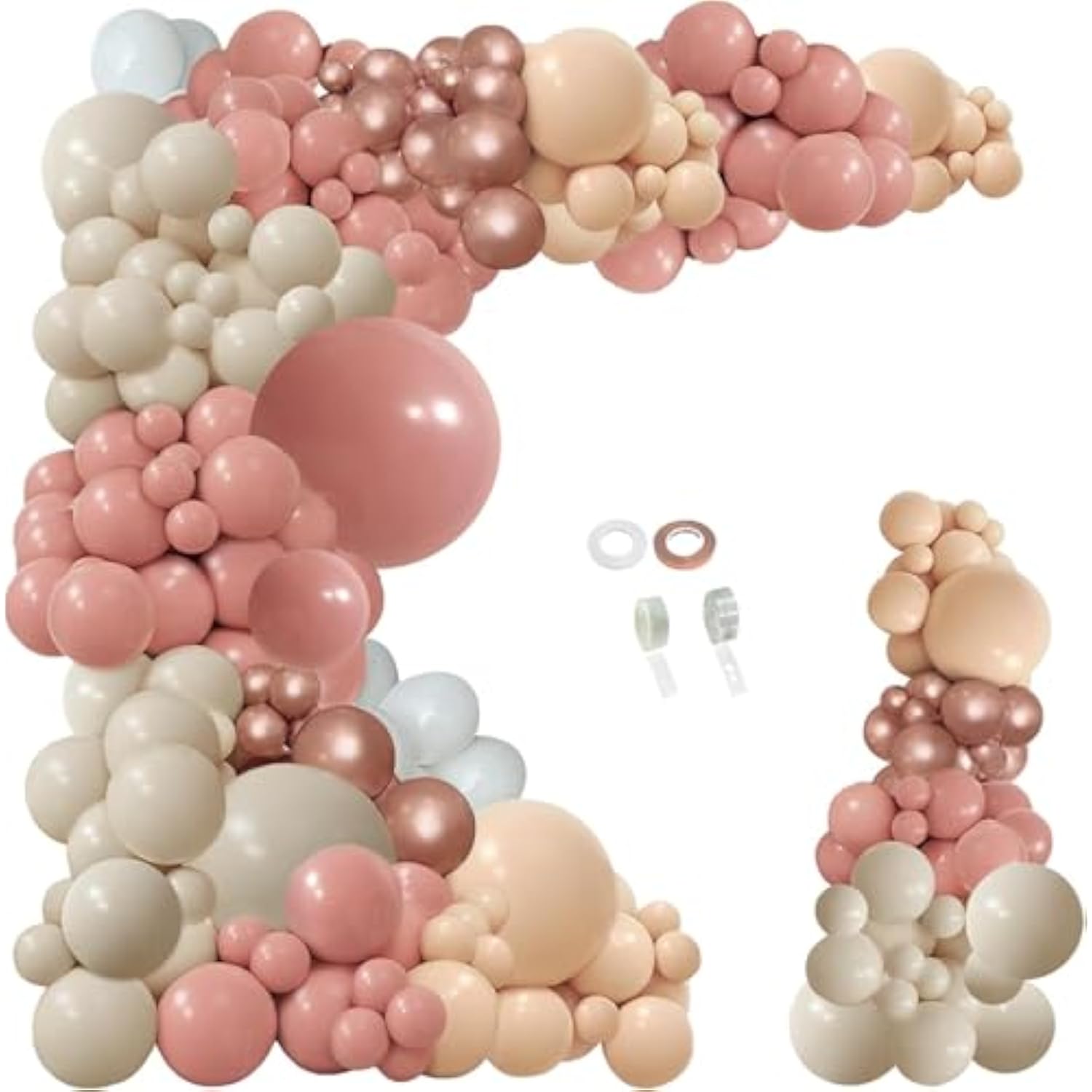 154Pcs Dusty Rose Pink Blush Balloons Garland Arch Kit Baby In Bloom Spring Floral Retro Boho Nude Cream Peach Champagne For Bridal Shower Garden Tea Party Girls Birthday Wedding Decorations