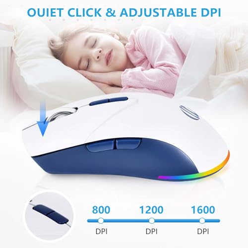 Bluetooth Wireless Mouse, 2-In-1(Bt 5.2+2.4G) 1600Dpi Bluetooth Mice With Usb, Rechargeable Wireless Mice, One-Click Return To Desktop, Dual Mode Silent Mouse For Laptop, Pc, Mac, Tablet, Ipad.(White)