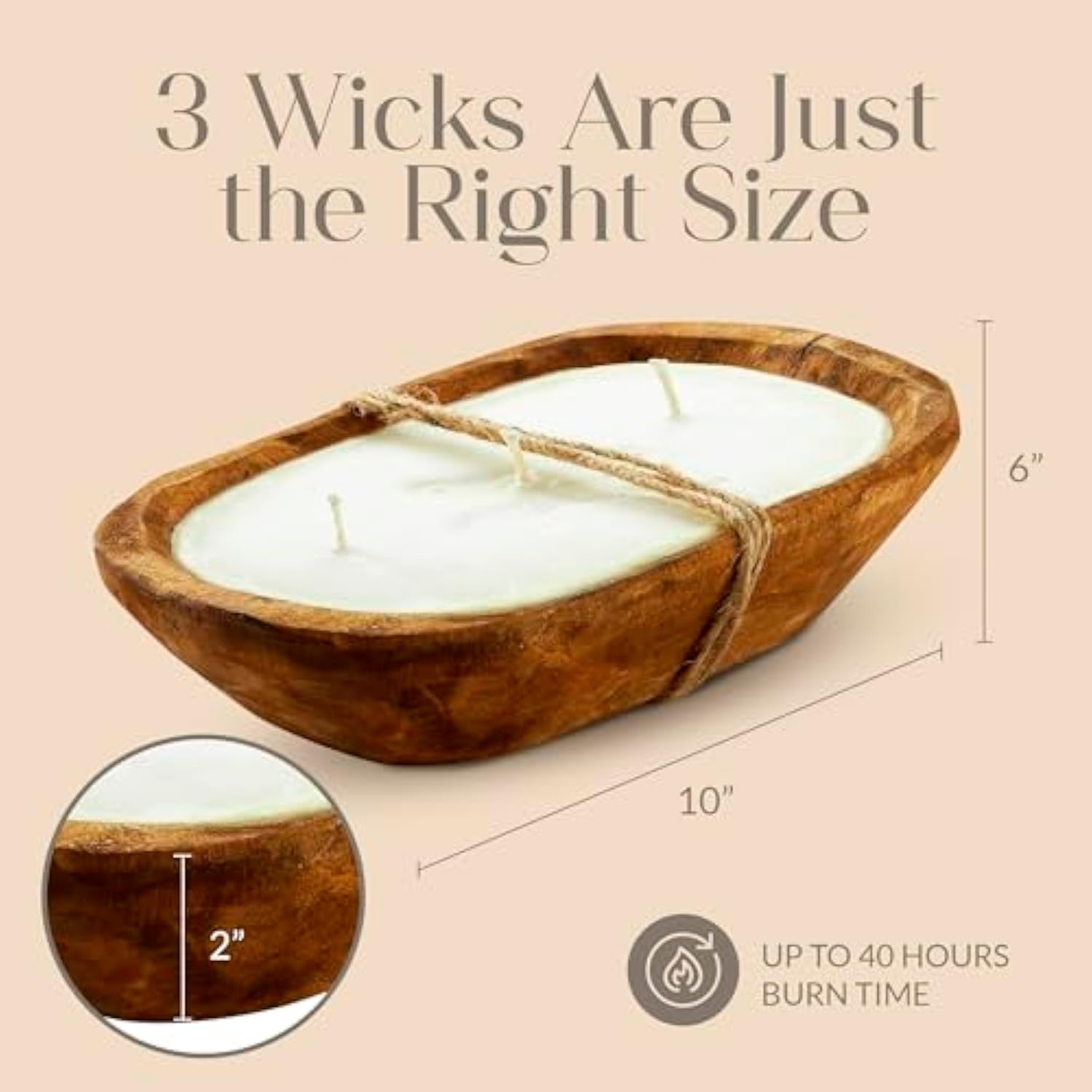 Dough Bowl Candle Co. Christmas Tree Soy Candle - 3 Wick Rustic Farmhouse Decor Odor Eliminator In Ornamental Wooden Bowls, 20 Ounce All-Natural Gifts For Women And Men, Wooden Decor Dough Bowls