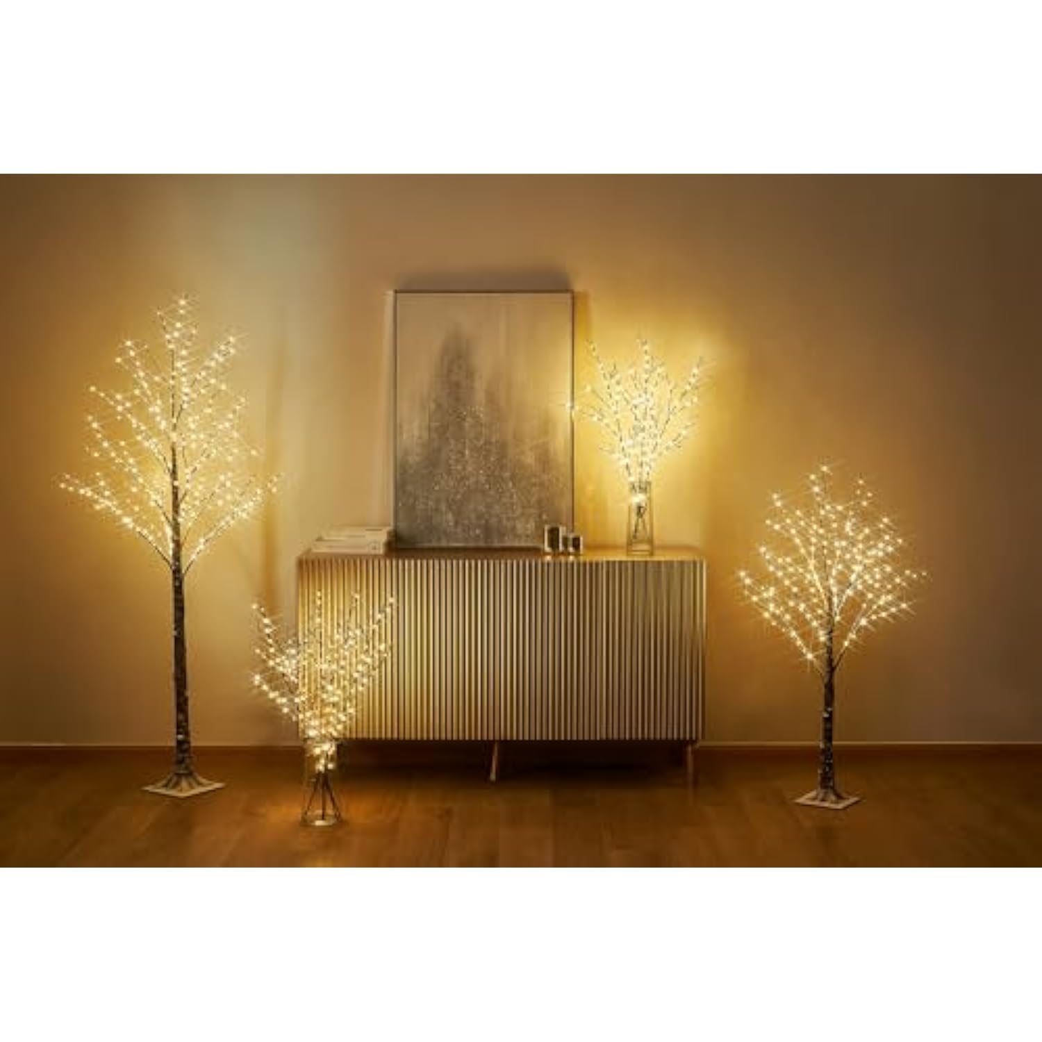 Lighted Snowy Twig Tree With Fairy Lights 4Ft 200 Led Lights, Flocked Tree With Lights For Home Thanksgiving Christmas Holiday Decoration Indoor Outdoor
