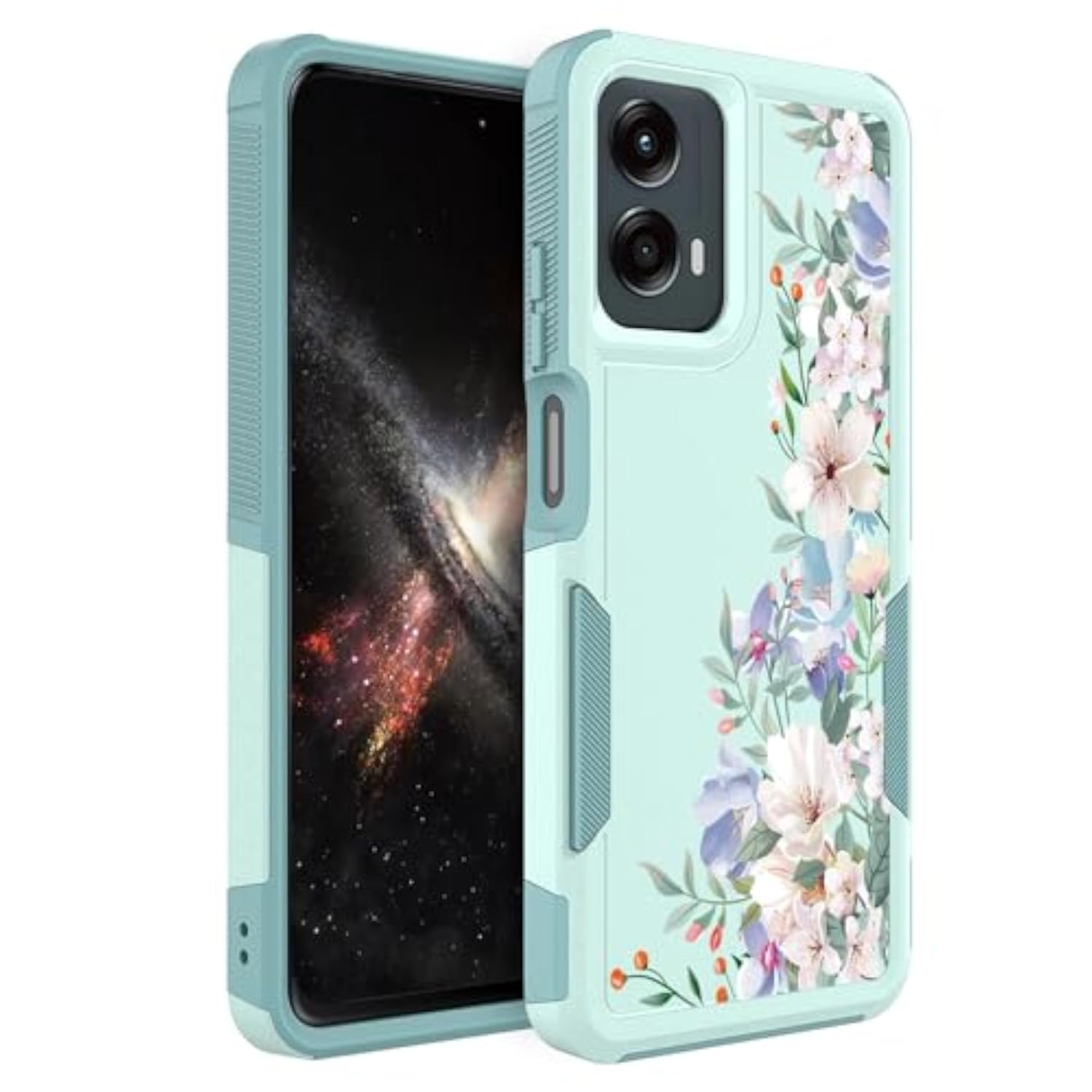 Mint Green/Magnolia Motorola Moto G 5G 2024 Phone Case with Floral Design