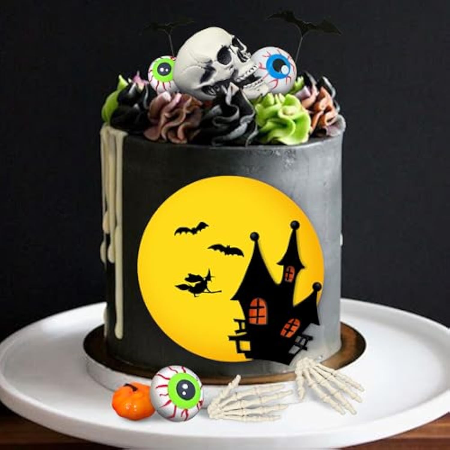 Halloween Cake Toppers Tombstone Moon Pumpkin Skull Skeleton Hands Party Decor