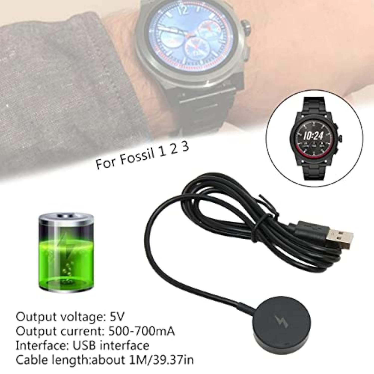 Charger Dock For Q Gen 1 Gen 2 Gen 2 Wander Gen 2 Gen 3 Gen 3 , Usb Charging Cable Smartwatch Accessories (Black)