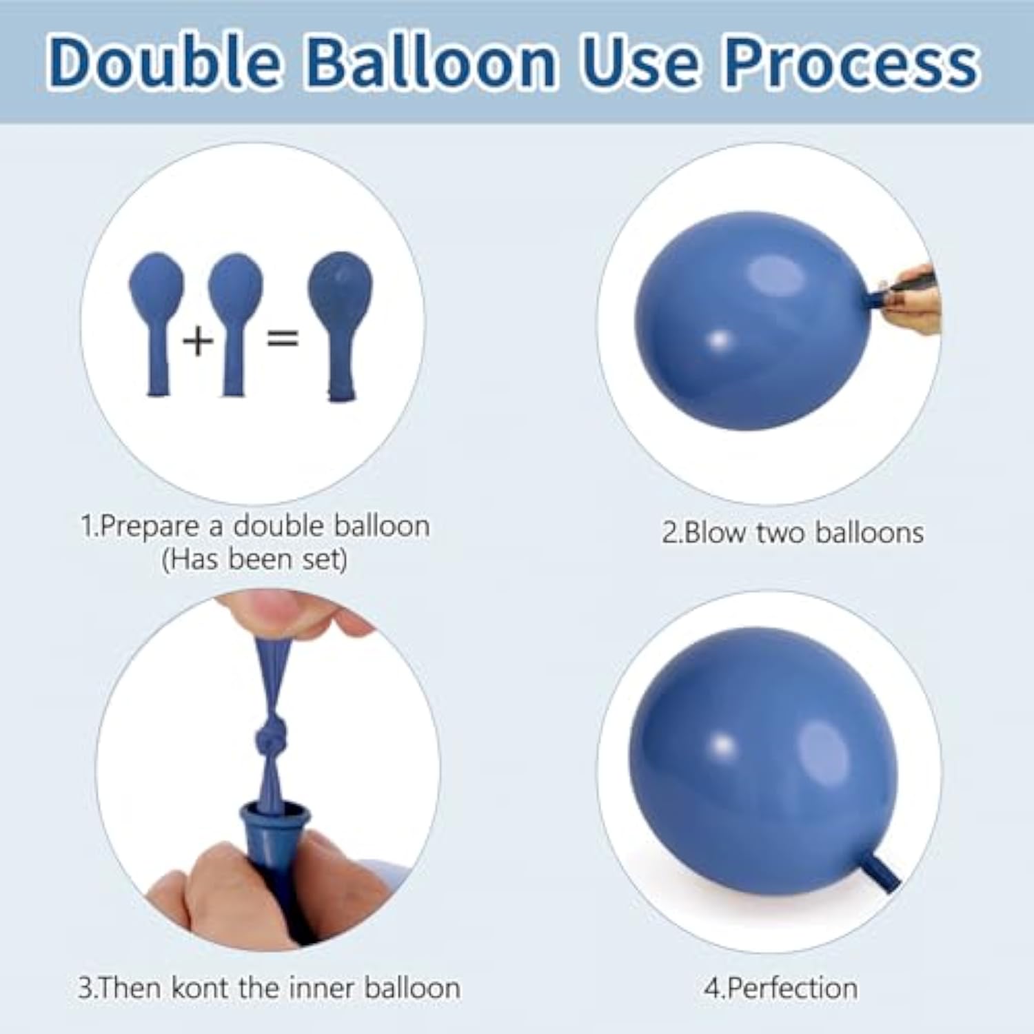 Dusty Blue Balloons Arch Kit, Double Stuffed Dark Blue Balloons Denim Baby Light Pastel Blue Balloon Garland For Baby Shower Birthday Wedding Baptism Graduation Gender Reveal Party Decoration