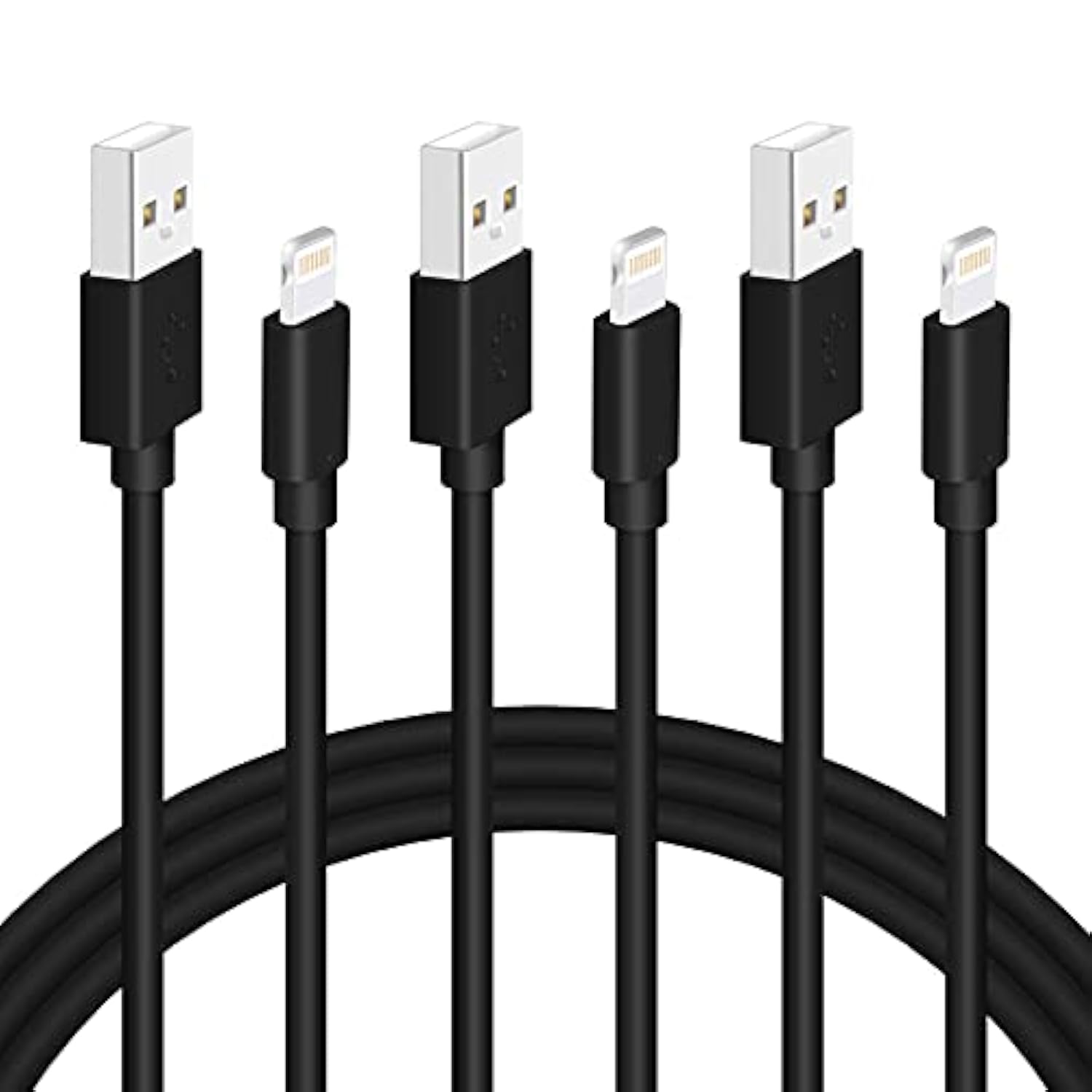 Black Iphone Charger Cable, 3-Pack 3Ft Mfi Certified Fast Charging Cord Data Sync Lightning To Usb-A Cable Compatible With Iphone14/13/12/ Mini/Pro/Max/ 11/ Xs/Xr/Se/ 8/7/ 6/ Plus/Ipad/Airpods
