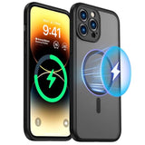 ImpactStrong Magnetic Guard Designed for iPhone 14 Pro Max Case [Camera Protection] [Military Grade Drop Tested] [Compatible with MagSafe] Slim Translucent Matte Phone Case (6.7") - Black