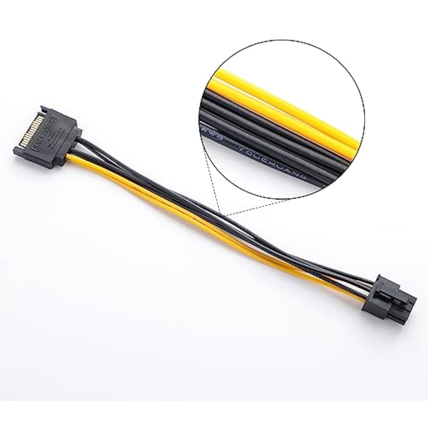 15Pin Sata To 6 Pin Pci-Express Video Card Power Adapter Cable, Cable Length 2