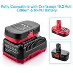 2Pack 4.0Ah Replacement For Craftsman 19.2 Volt Lithium Battery C3 Xcp 130279005 1323903 130211004 11045 With Craftsman 19.2 Volt Battery Charger