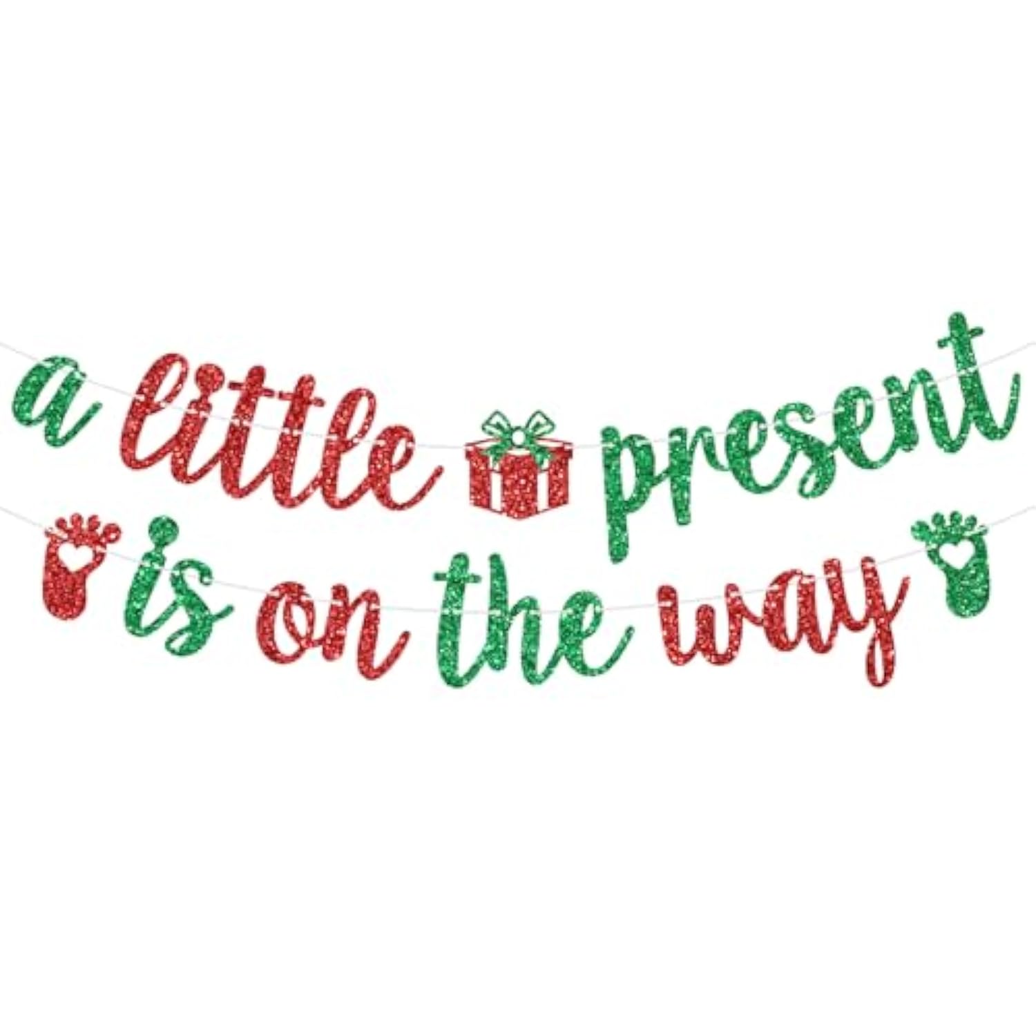 A Little Present Is On The Way Banner Christmas Baby Shower Party Decor