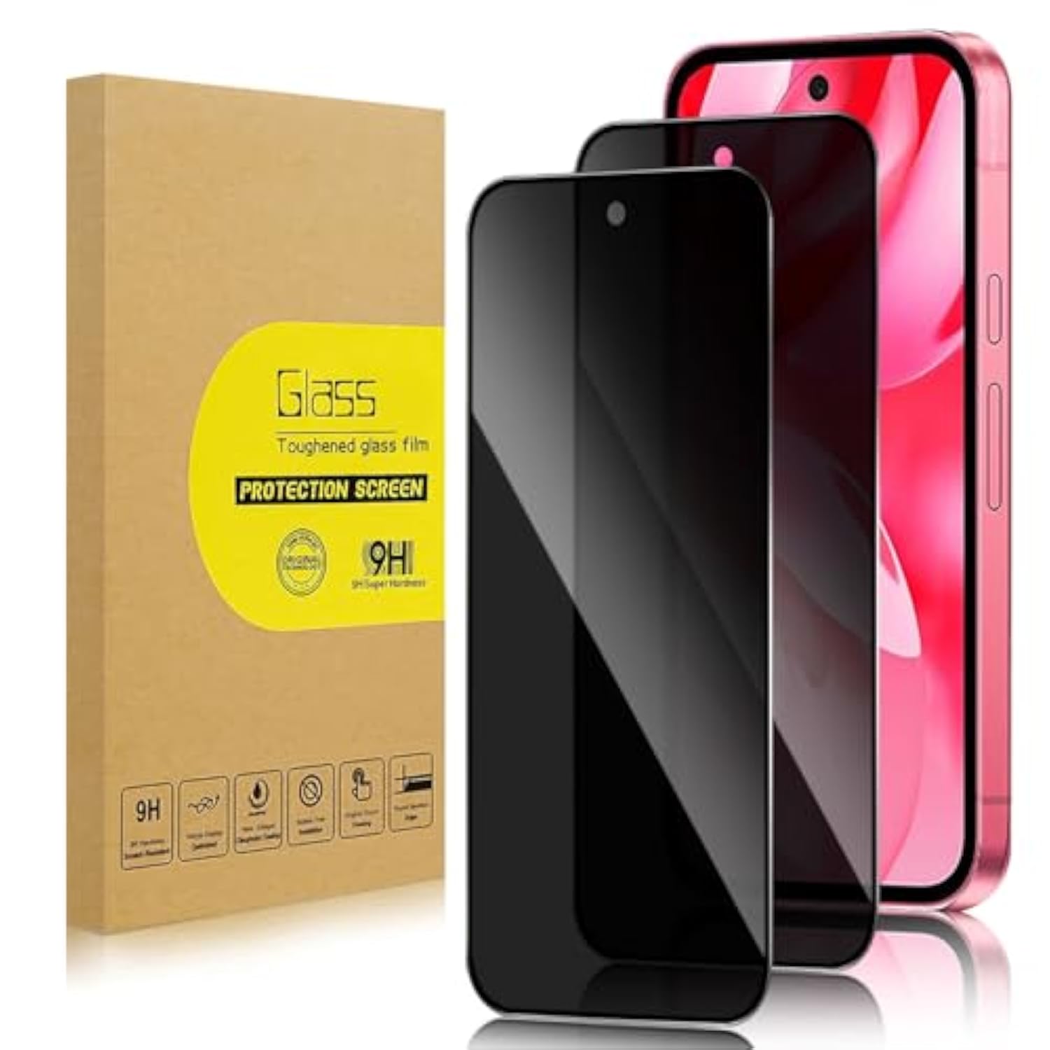 2 Pack Privacy Screen Protector For Google Pixel 9A[Anti-Spy Tempered Glass], Ultra Hd, Anti-Scratch, Bubble-Free, Easy Install 9H Protective Glass For Google Pixel 9A