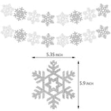 Snowflake-Snow White-Silver Christmas Party-Decoration Garland - 24Pcs Frozen Winter Wonderland Ornaments Hanging Paper Streamers,New Years Birthday Holiday Classroom Ceiling Decor