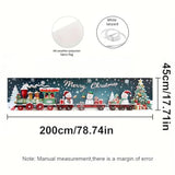 Christmas Fence Banner 78X17 Inch Merry Christmas Train Outdoor Decorations Snowman Santa Tree Holiday Wall Backdrop For Yard Porch Fence Decor
