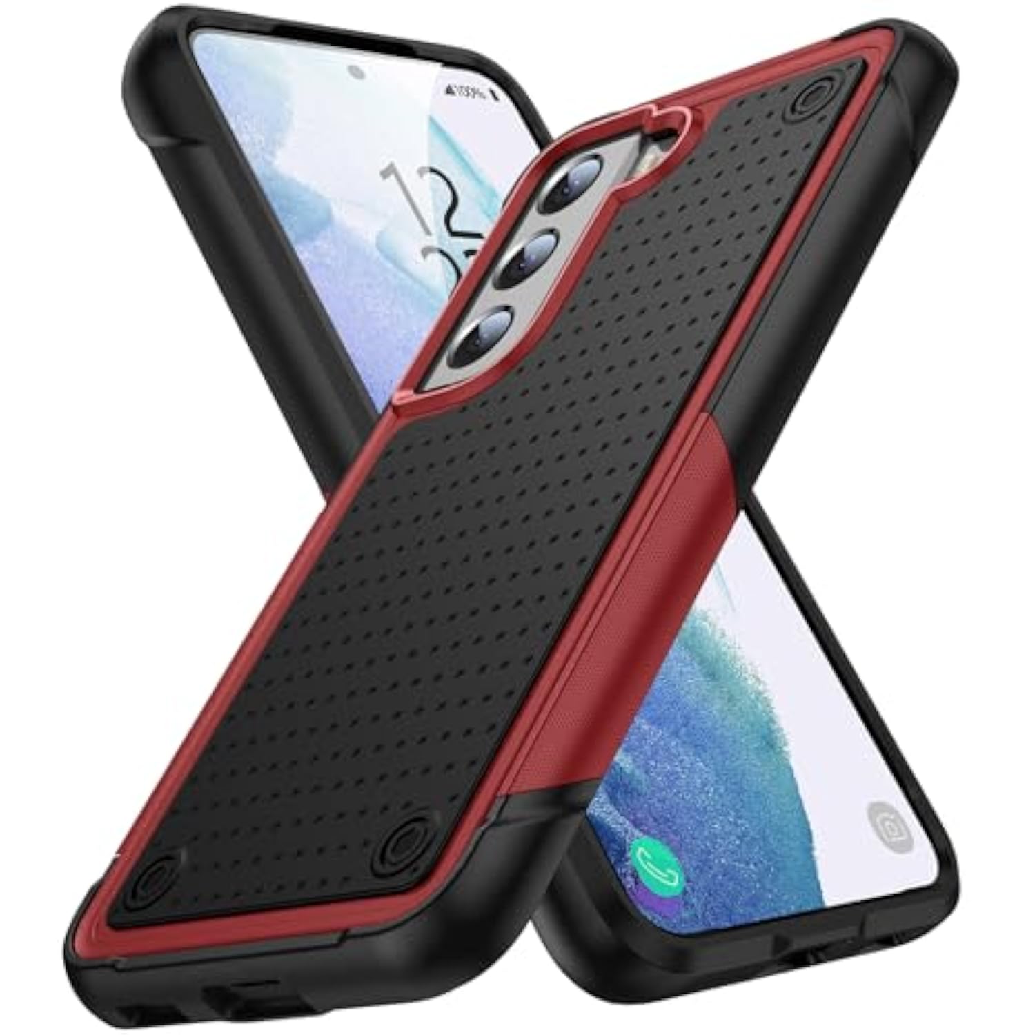 Designed For Samsung Galaxy S21 Case 2 In 1 Gift Militay Grade Drop Protective Rugged Heavy Duty Cover Shockproof Case For Galaxy S21 5G Phone Case For Women Men Boy Girl (Red+Black)