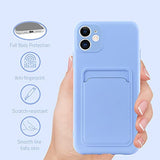 Compatible With 11 Case Tpu Card Holder Wallet Cover,Camera Protection + Screen Protector Soft Card Slot Phone Case -Purple