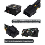 8 Pin Pcie Splitter Cable, Gpu Vga Pcie Female To Dual 8 Pin (6+2) Male Pci Express Power Adapter Braided Extension 9 Inches (23Cm)