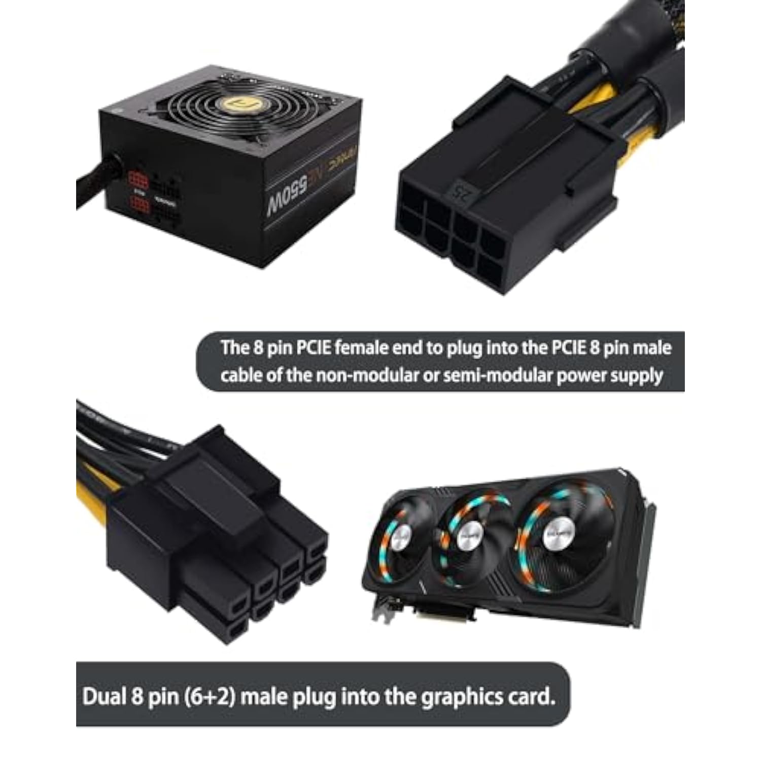 Gpu Vga Pcie 8 Pin Female To 3X 8 Pin(6+2) Male Pci Express Adapter Splitter E