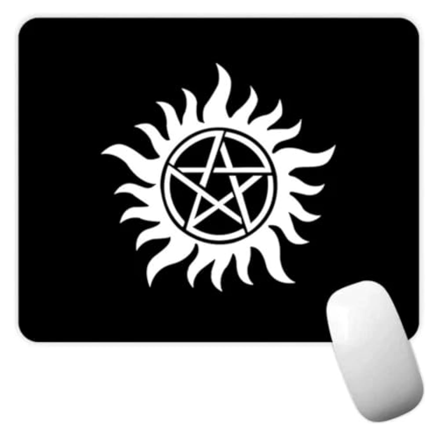 Supernatural Devil'S Trap Sigil Demon Pentagram Symbol Circle Tv Show Fantasy Horror Drama Magic Family Business Non-Slip Mousepad Gaming Computer Gaming Desktop Laptop Mouse Pad 7.1 X 8.7 Inches