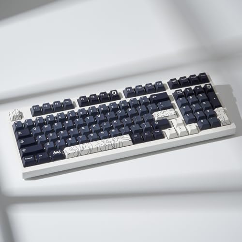 4Pcs Keycaps, White Topographic Keycaps Pbt Keycap Cherry Profile Dye-Sublimation Space Bar 6.25U Esc Enter Custom Keycap Set For Mechanical Keyboard Caps Desktop Computer Keyboards
