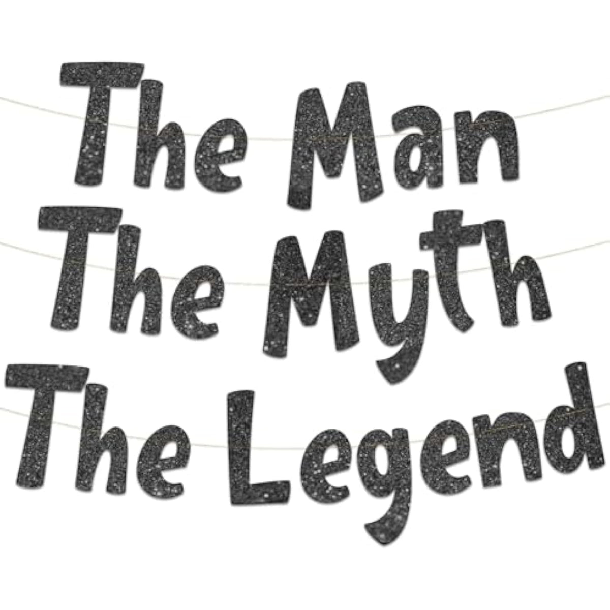 The Man The Myth The Legend Black Glitter Banner – Men’S Birthday, Bachelor Party, Retirement Party Supplies, Gifts And Decorations