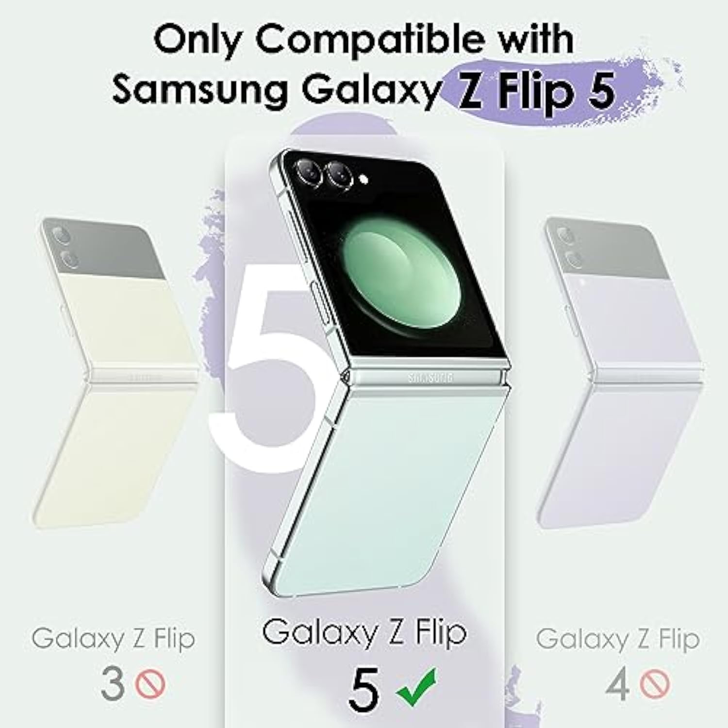 JETech Front Screen Protector for Samsung Galaxy Z Flip 5, 9H Tempered Glass Film, Anti-Scratch, HD Clear, 3-Pack