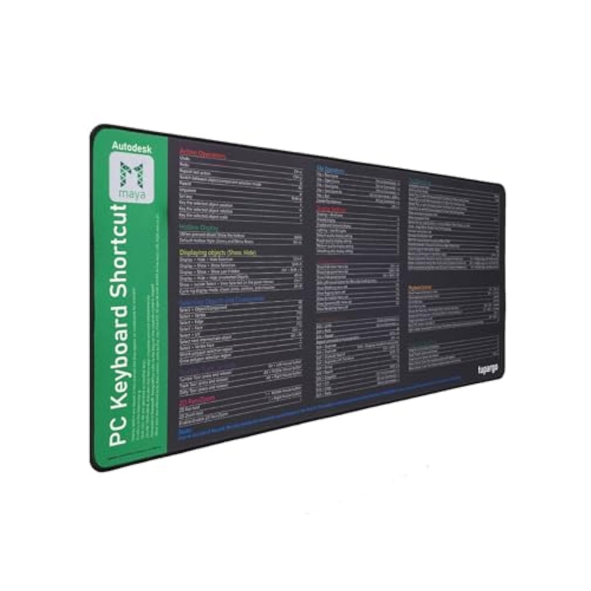 Shortcut Keys Mouse Pad For Maya,Maya Hotkeys Office Desk Mat,Work Desk Large Xxl Keyboard Mousepad, Waterproof Non-Slip And Stitched Edge(31.5×13.8 Inch)