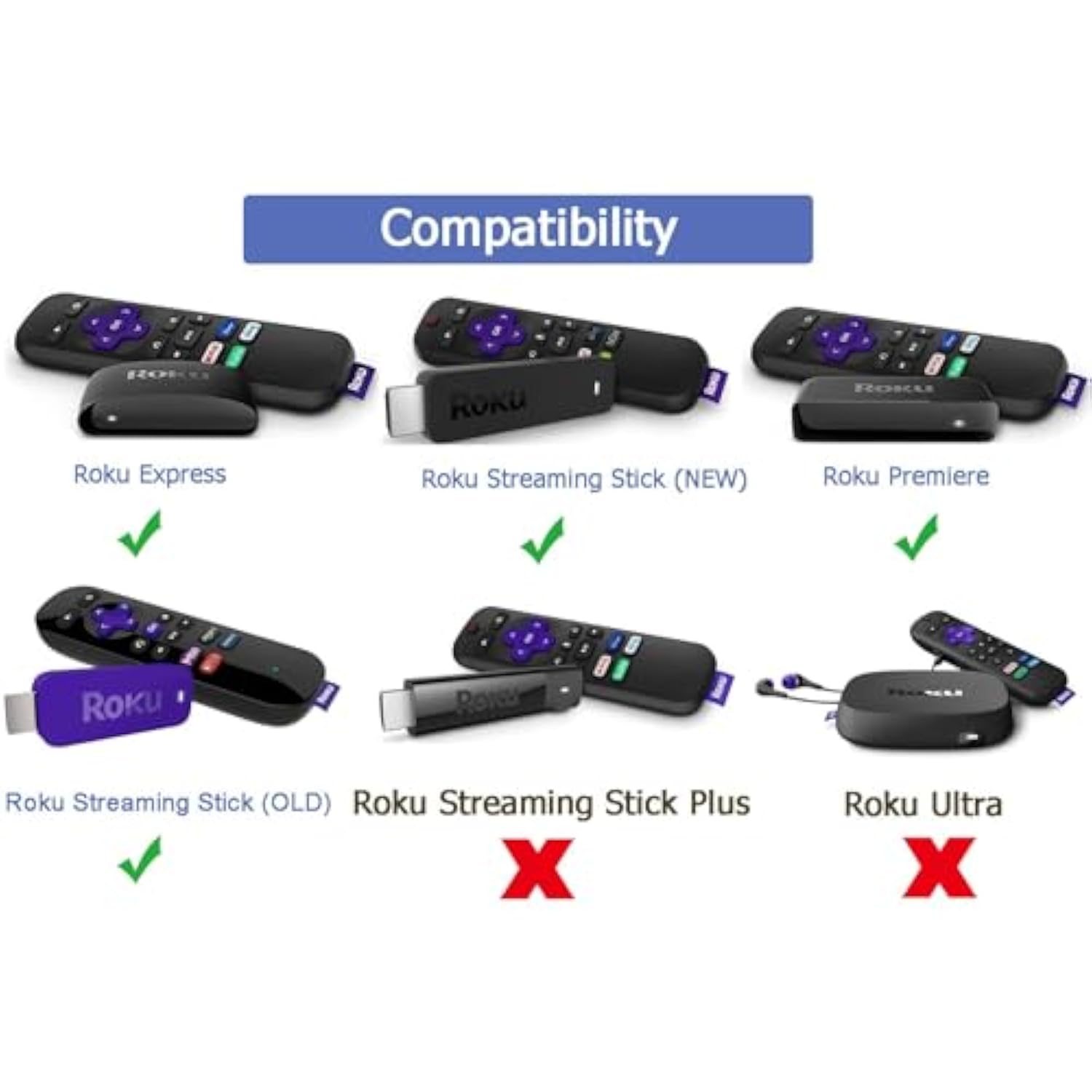 Replacement Charging Replacenmet For Roku Express Plus, Express 4K/+ Premier/Plus, Streaming Stick, Roku Remote Charger Power Cable Cord (Not Compatible With Streaming Stick Plus & Ultra)