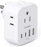 Cruise Travel Power Strip 4 Outlets 4 USB Ports 2 USB C Wall Outlet Extender White