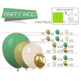 140 Pcs Olive Green Balloon Arch Kit, Sage Green Balloon Garland Kit W